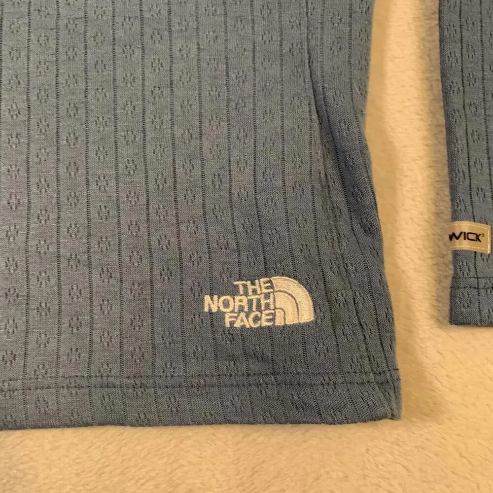 The North Face Women’s Long Sleeve Lightweight Blue Vaporwick Shirt Made USA U54 - Picture 2 of 13